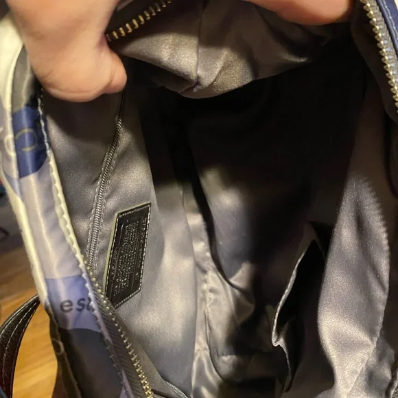 Coach Navy and Cream Circular Pattern Hobo Bag - Picture 6 of 7